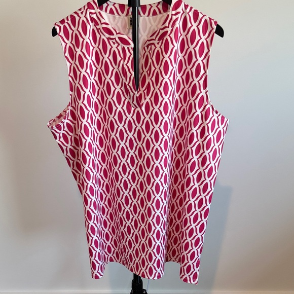 Anne Klein Tops - Anne Klein Pink and White Geometric Sleeveless Top XL